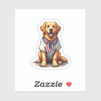 Adesivo Patriotic Golden Dog Vintage Engraving Shirt 2