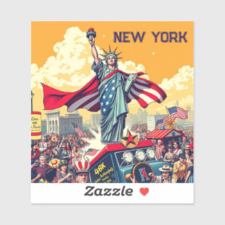 Adesivo Patriotic Liberty Parade - Vintage 4 de julho dos 