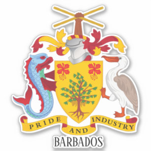 Adesivo Patriótica da Casaco de Armas Nacional de Barbado