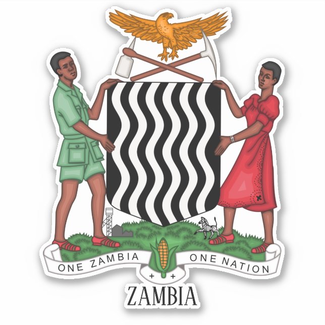 Adesivo Patriótica da Casaco Nacional de Armas da Zâmbia (Frente)