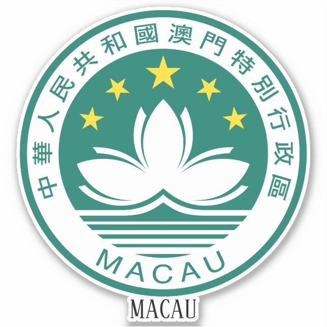 Adesivo Patriótica Nacional de Casaco de Armas de Macau (Frente)