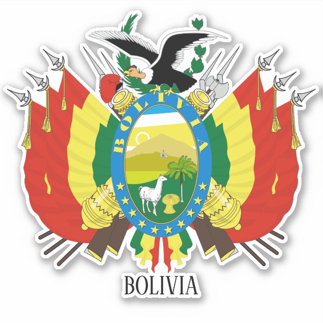 Adesivo Patriótico Casaco de Armas da Bolívia (Frente)