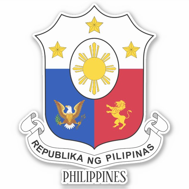 Adesivo Patriótico Casaco de Armas das Filipinas (Frente)