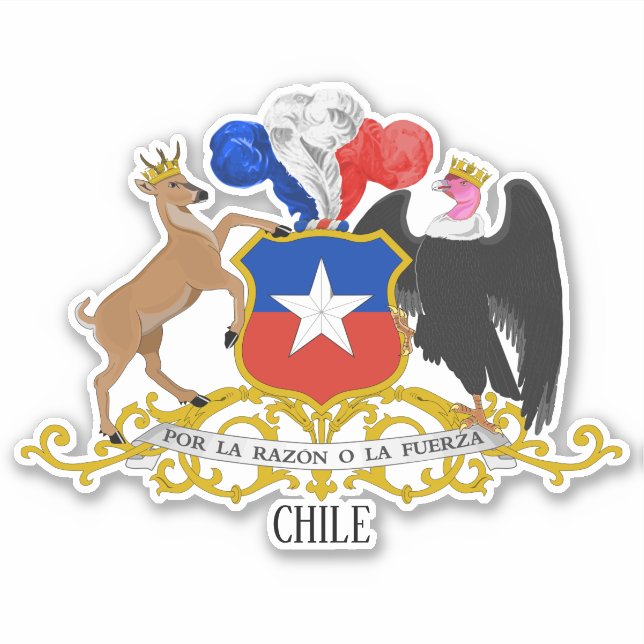Adesivo Patriótico Casaco de Armas do Chile (Frente)