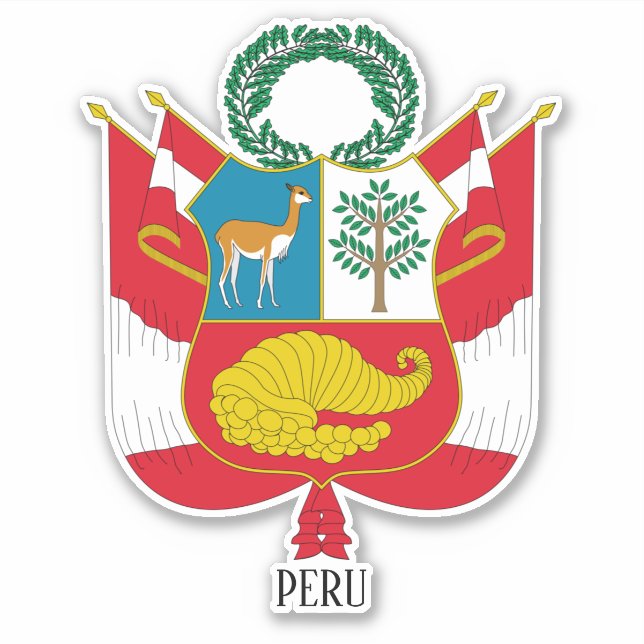 Adesivo Patriótico Casaco de Armas do Peru (Frente)
