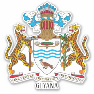 Adesivo Patriótico Casaco de Armas Nacional da Guiana