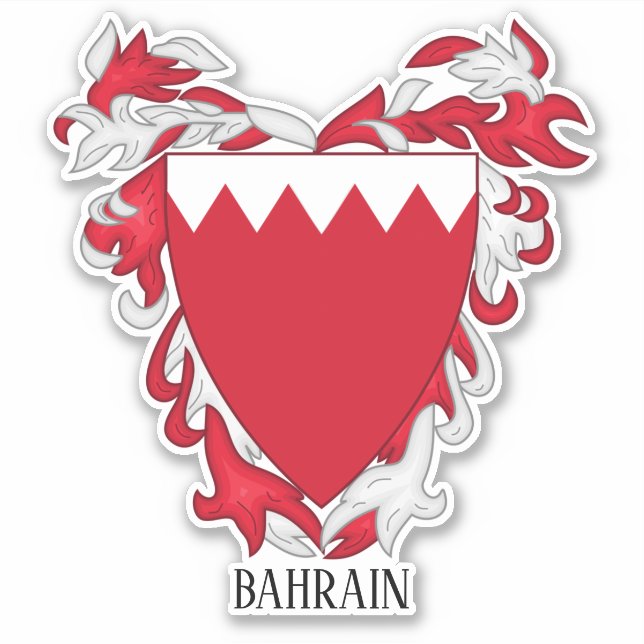 Adesivo Patriótico Casaco de Armas Nacional do Bahrein (Frente)