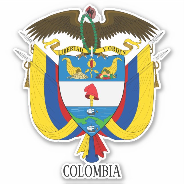 Adesivo Patriótico Casaco Nacional De Armas Da Colômbia (Frente)