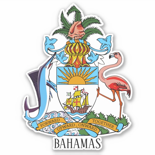 Adesivo Patriótico Casaco Nacional de Armas das Bahamas (Frente)