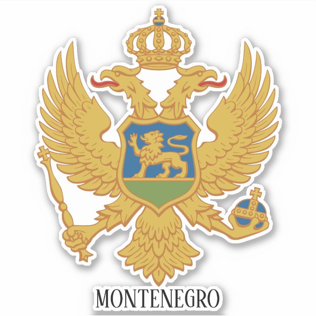 Adesivo Patriótico Casaco Nacional De Armas Do Montenegro (Frente)