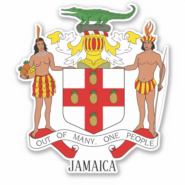Adesivo Patriótico Da Casaco Nacional De Armas Da Jamaica (Frente)