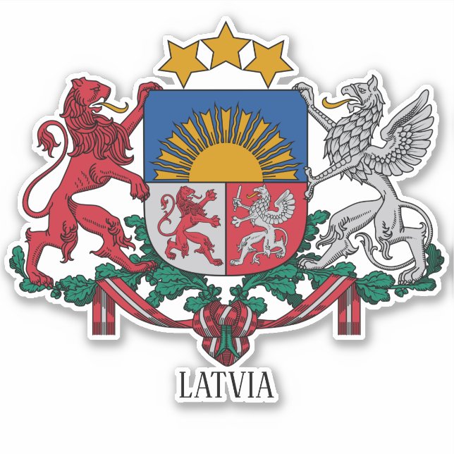 Adesivo Patriótico Da Casaco Nacional De Armas Da Letónia (Frente)