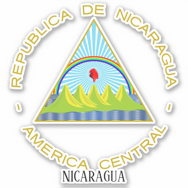 Adesivo Patriótico da Casaco Nacional de Armas da Nicarágu (Frente)