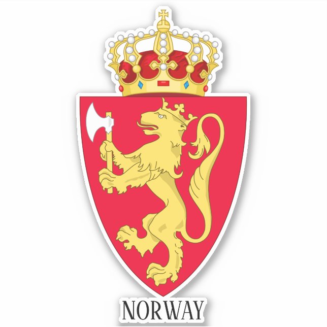 Adesivo Patriótico Da Casaco Nacional De Armas Da Noruega (Frente)