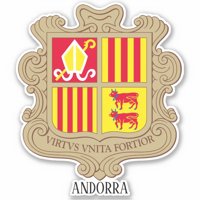 Adesivo Patriótico Da Casaco Nacional De Armas De Andorra (Frente)