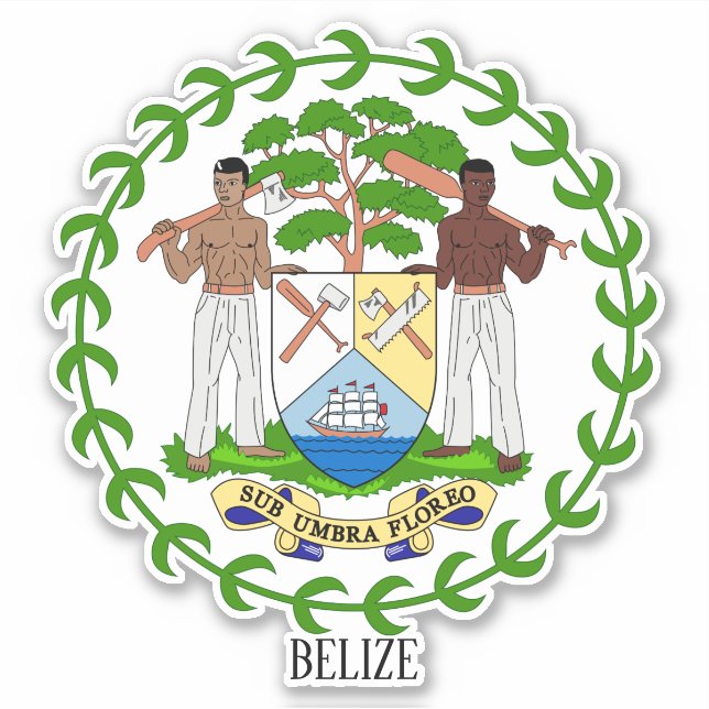 Adesivo Patriótico Da Casaco Nacional De Armas De Belize (Frente)