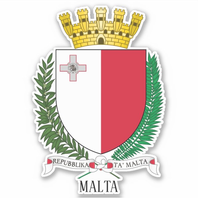 Adesivo Patriótico Da Casaco Nacional De Armas De Malta (Frente)