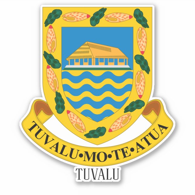 Adesivo Patriótico Da Casaco Nacional De Armas De Tuvalu (Frente)