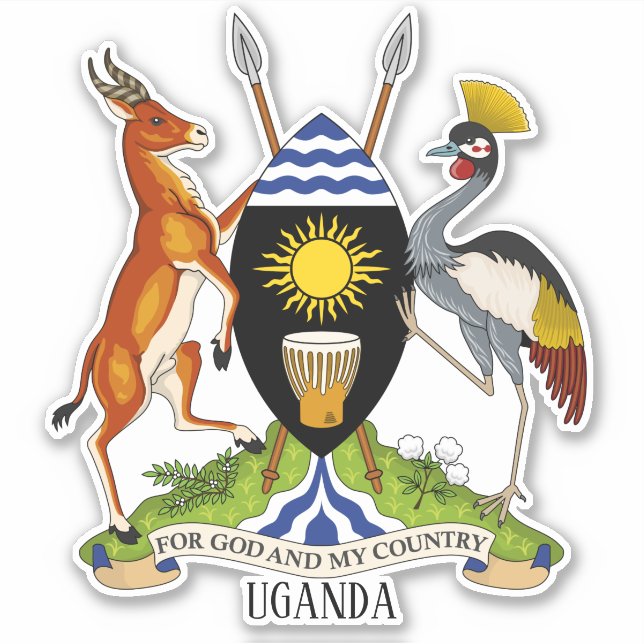 Adesivo Patriótico Da Casaco Nacional De Armas Do Uganda (Frente)
