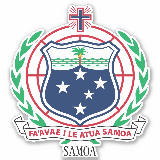 Adesivo Patriótico da Casaco Nacional de Armas Samoa (Frente)