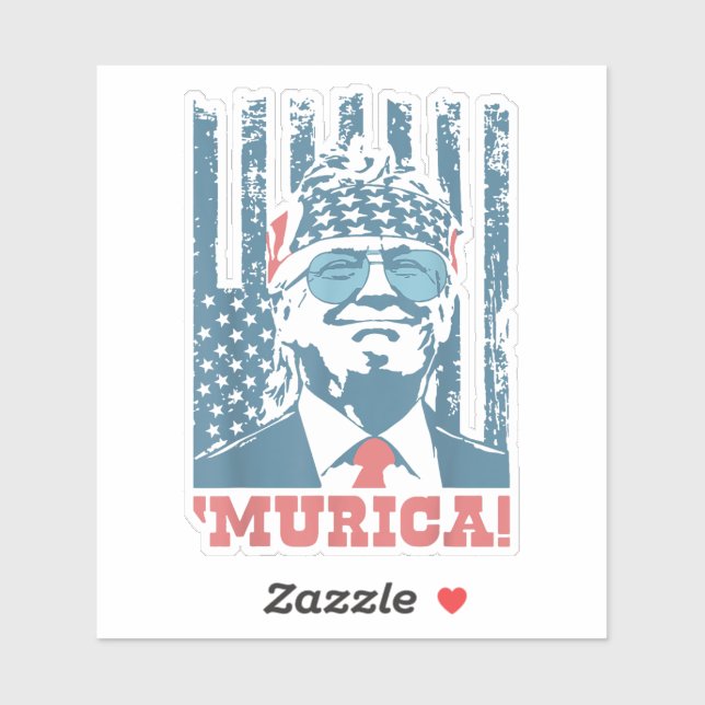 Adesivo Patriótico da Trump American Flag 'Murica MAGA (Folha)