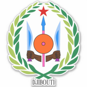Adesivo Patriótico do Emblema Nacional do Jibuti