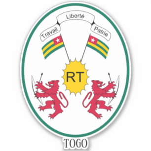 Adesivo Patriótico do Emblema Nacional do Togo