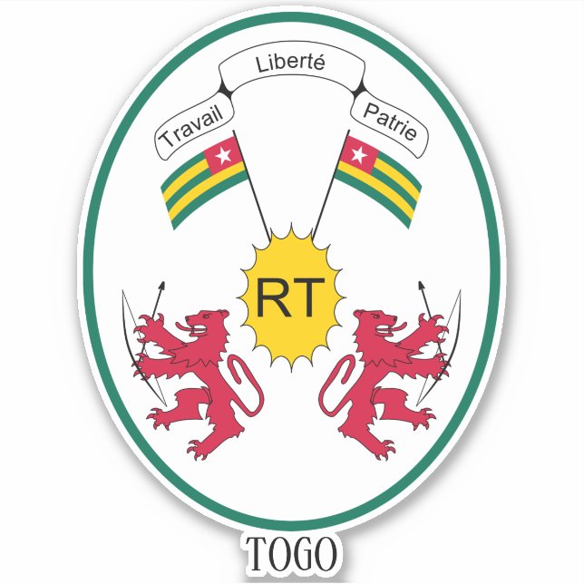 Adesivo Patriótico do Emblema Nacional do Togo (Frente)