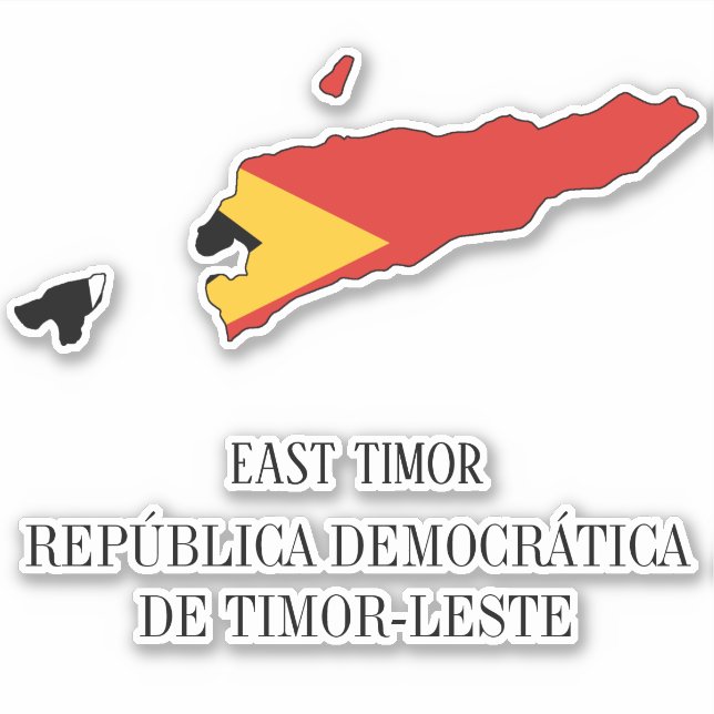 Adesivo Patriótico do Mapa da Bandeira de Timor Leste (Frente)
