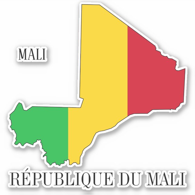 Adesivo Patriótico do Mapa da Bandeira do Mali (Frente)