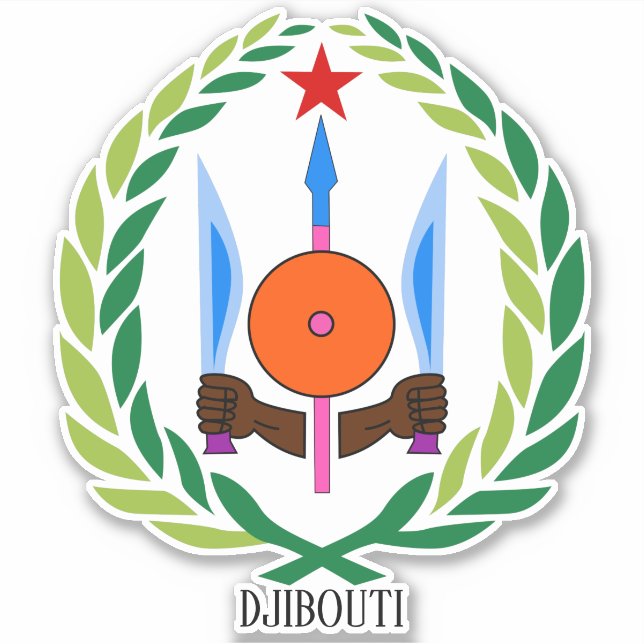 Adesivo Patriótico Nacional do Emblema Nacional do Jibuti (Frente)