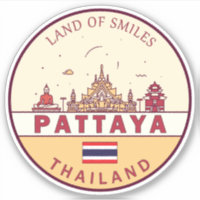 Pattaya Thailand City Skyline Emblem