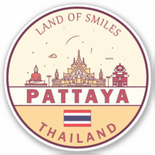 Adesivo Pattaya Thailand City Skyline Emblem