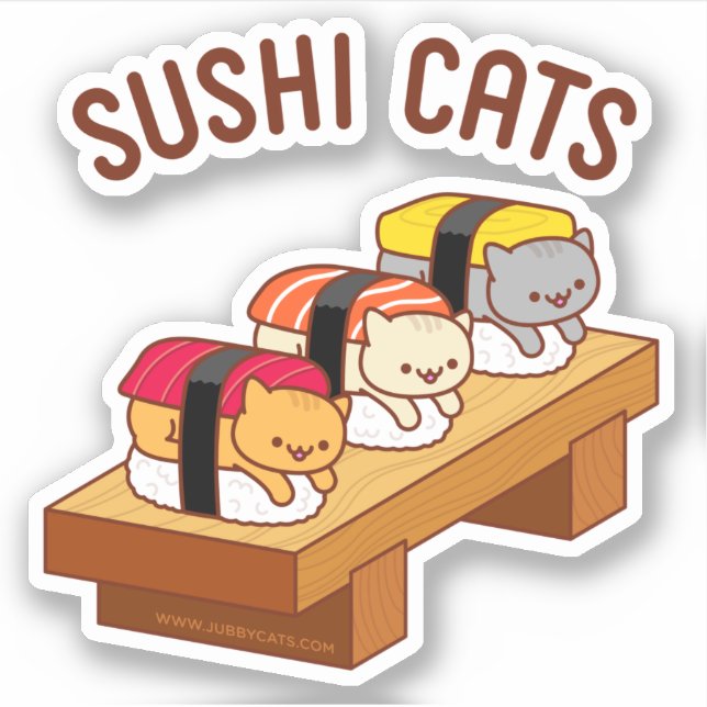 Adesivo Pau de Gato Engraçado - GATOS SUSHI (Frente)