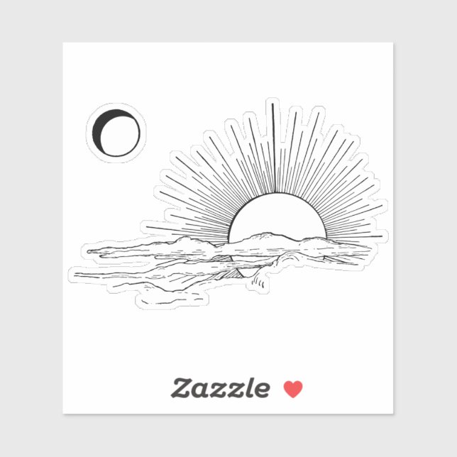 Adesivo Pau estético de sol e lua mínimo (Folha)