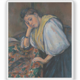 Adesivo Paul Cézanne - Jovem Mulher Italiana em uma Mesa