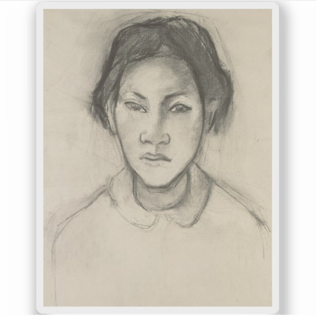 Adesivo Paul Gauguin - Chefe de uma Mulher Taitiana (Frente)