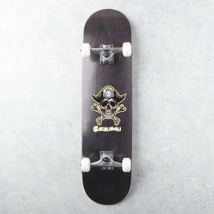 Adesivo Pavilhão de Pirata Negra de skate Ossos cruzados