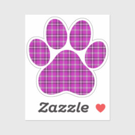 Adesivo Paw Shape Plaid Pink Purple Cat Dog