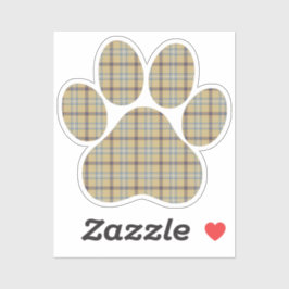 Adesivo Paw Shape Plaid Tan Dog Cat