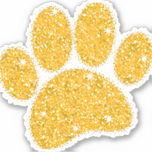 Adesivo Pawprint Cachorro Dourado