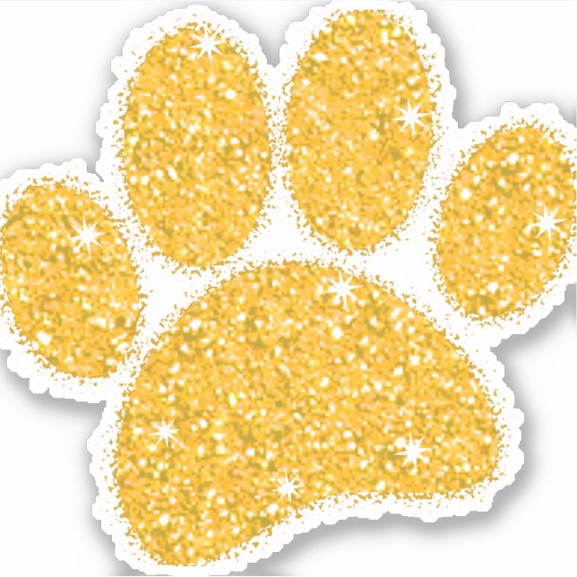Adesivo Pawprint Cachorro Dourado (Frente)