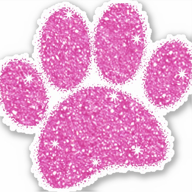 Adesivo Pawprint Cachorro Rosa-Brilhante (Frente)