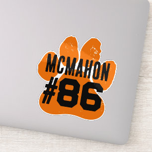 Adesivo Pawprint do Número do Jogador Laranja e Preto