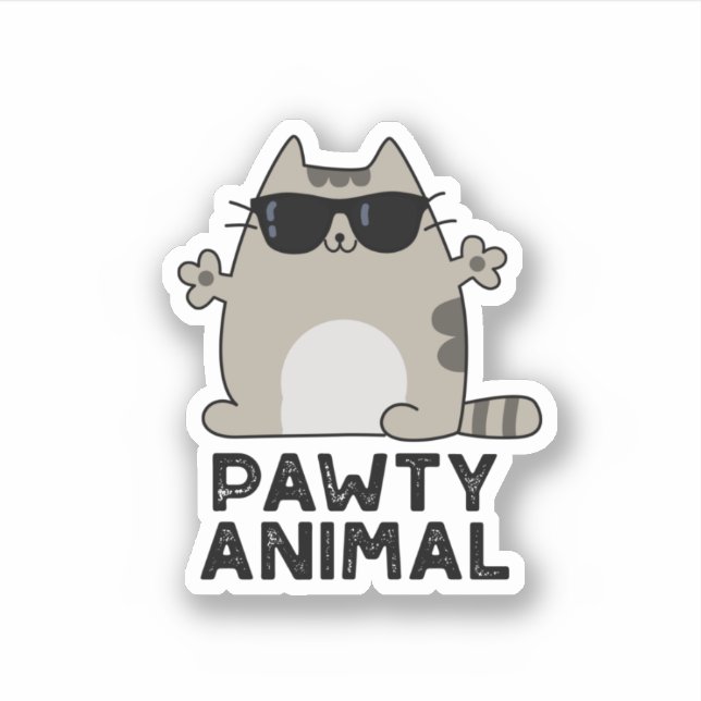 Adesivo Pawy Animal Funny Party Cat Pun (Frente)