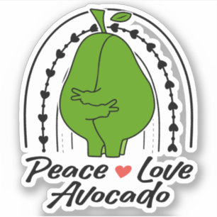 Adesivo Paz Amor Abacate Divertido Retro Amante de Abacate