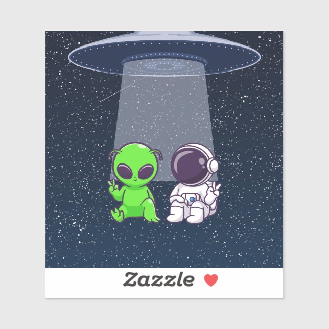 Adesivo Paz com Alienígena e Astronauta no Decal (Folha)