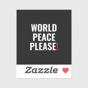 Adesivo Paz mundial, por favor, protesto preto branco sem 