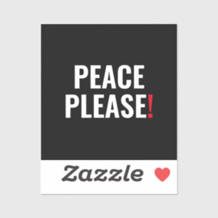 Adesivo Paz, por favor, texto vermelho-branco preto contra