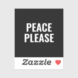 Adesivo Paz, texto branco e preto para protesto anti-guerr